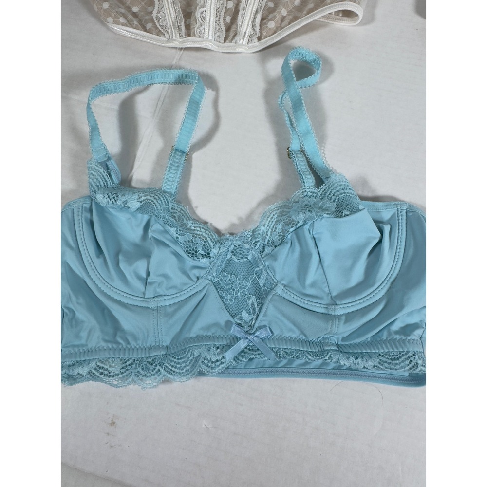 Shein Corset Bustier Top Set 4 Pieces Light Blue Beige Pink‎ Black Satin Lace - Picture 3 of 7
